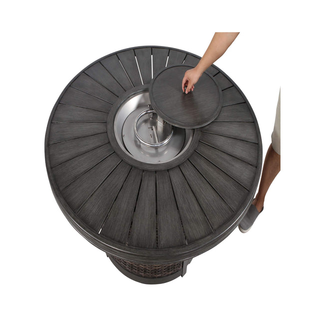 Alora 52 - Inch Propane Fire Pit Wicker Table With Aluminum Top (SAK28510) - Fire Pits | Patioza