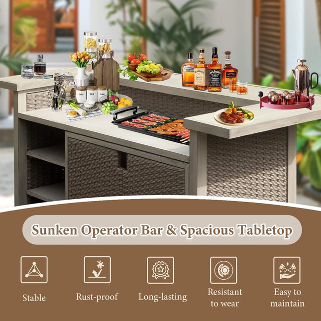 Alora Premium All-Weather Spacious Outdoor Patio Bar Table With Aluminum Frame (SAK51876) - Outdoor Tables | Patioza