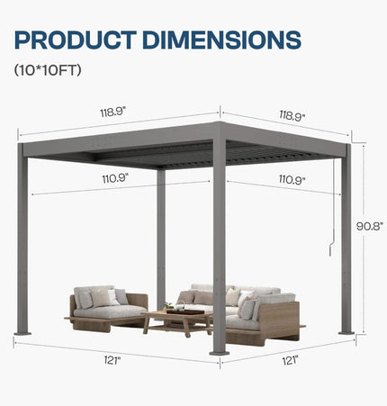 Alora Aluminum Louvered Pergola Kit With Adjustable Roof & Drainage (SAK94316) - Canopies & Gazebos | Patioza