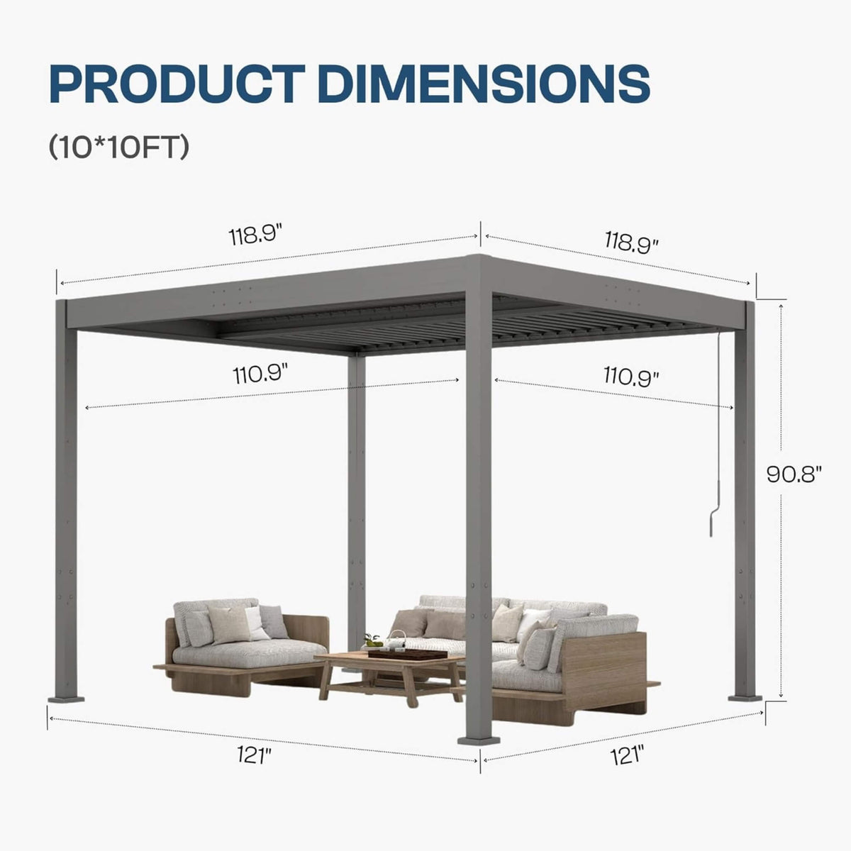Alora Aluminum Louvered Pergola Kit With Adjustable Roof & Drainage (SAK94316) - Canopies & Gazebos | Patioza