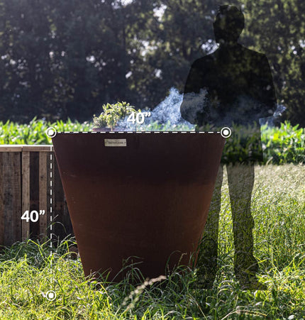 Arteflame Park Series — One-Piece CORTEN Steel Park Grill (30″ / 40″) with Half Griddle + Half Grill - All Products,Arteflame Grills,One Series | Patioza