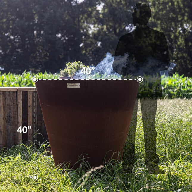 Arteflame Park Series — One-Piece CORTEN Steel Park Grill (30″ / 40″) with Half Griddle + Half Grill - All Products,Arteflame Grills,One Series | Patioza