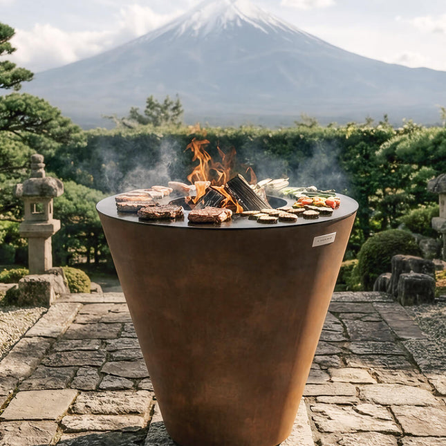 Arteflame One Series 40″ — XXL Flat - Top Charcoal Grill & Fire Bowl (Single - Piece CORTEN Body) - Outdoor Grills | Patioza