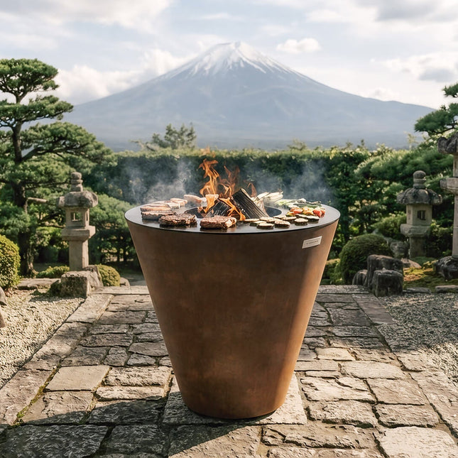 Arteflame One Series 40″ — XXL Flat - Top Charcoal Grill & Fire Bowl (Single - Piece CORTEN Body) - Outdoor Grills | Patioza