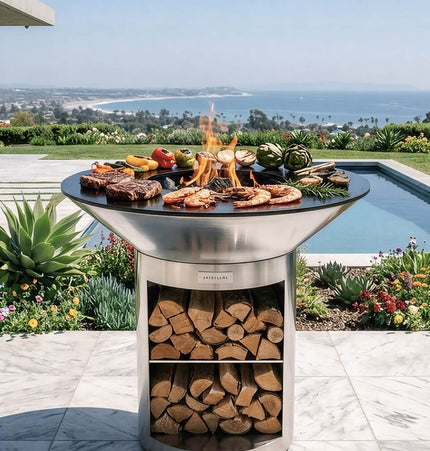 Arteflame 40″ Platinum Series — Stainless Fire Bowl Flat - Top Grill with Storage Base - Outdoor Grills | Patioza