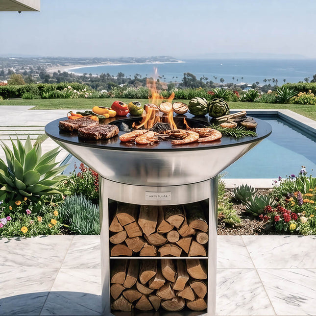 Arteflame 40″ Platinum Series — Stainless Fire Bowl Flat - Top Grill with Storage Base - Outdoor Grills | Patioza