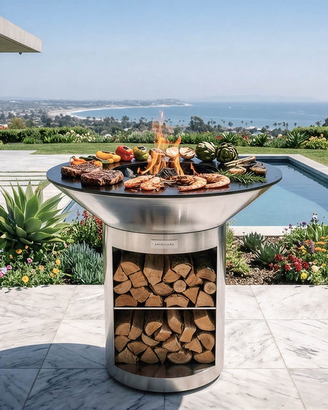 Arteflame 40″ Platinum Series — Stainless Fire Bowl Flat - Top Grill with Storage Base - Outdoor Grills | Patioza
