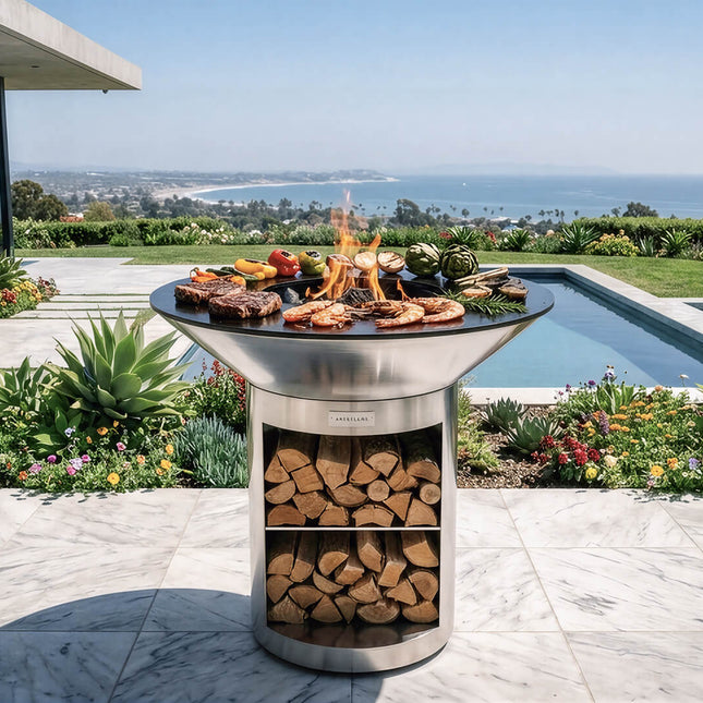 Arteflame 40″ Platinum Series — Stainless Fire Bowl Flat - Top Grill with Storage Base - Outdoor Grills | Patioza