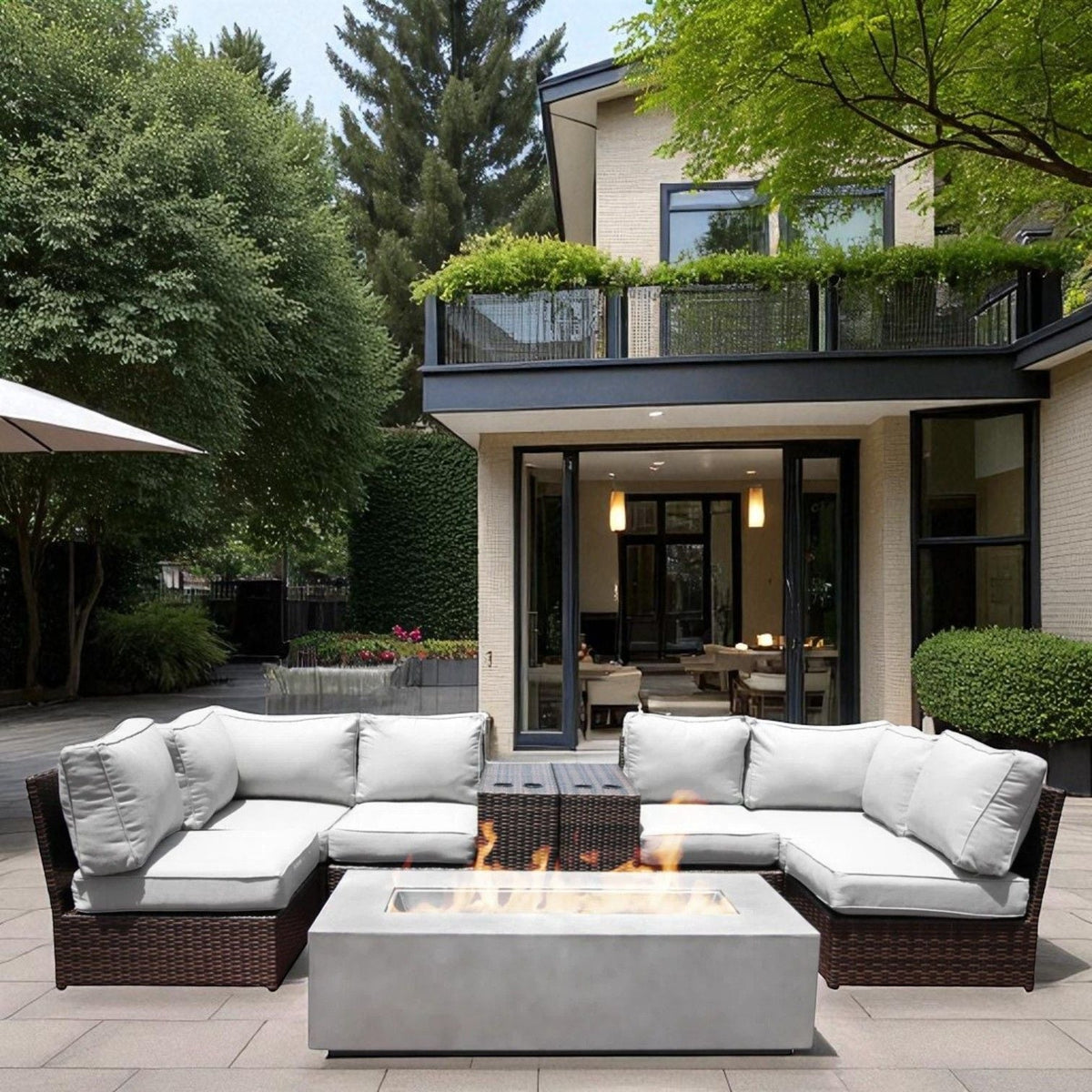 Outdoor Elegance Conversation Set With Fire Pit - 2 Piece Outdoor Sets | Patioza