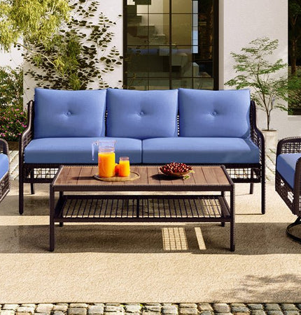 GO 4 Pieces Patio Furniture Set with Swivel Chairs Outdoor Wicker Sofas - Patio Furniture | Patioza