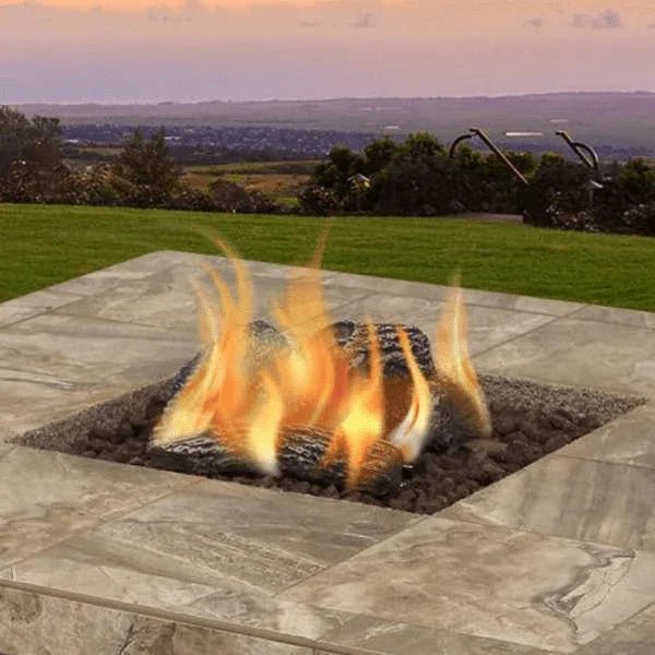 Cal Flame Stucco and Tile Dining Height Rectangle Propane Gas Fire Pit FPT-RT501M - Fire Pit | Patioza