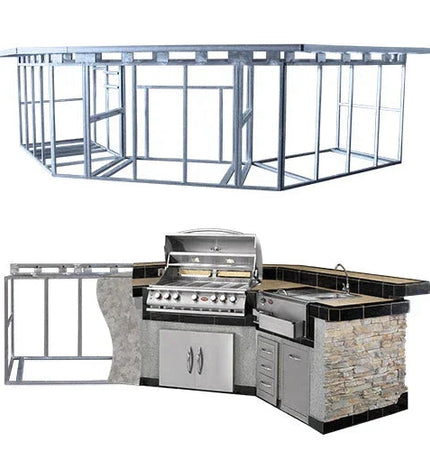 Cal Flame Laguna Q Platinum Series 3-Piece BBQ Island - GPV-3100