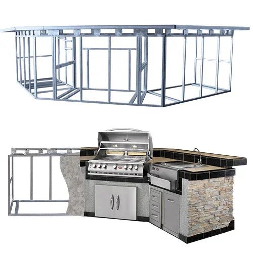 Cal Flame Laguna Q Platinum Series 3-Piece BBQ Island - GPV-3100 - Outdoor Grill | Patioza