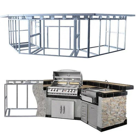 Cal Flame Laguna Q Platinum Series 3-Piece BBQ Island - GPV-3100 - Outdoor Grill | Patioza