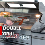 Castelle Flame Montclair 58-Inch 6-Burner 96K BTU Gas Outdoor Liquid Propane Grill Island With Wine Cooler And Rotisserie (SAK31642) - Outdoor Kitchen Islands | Patioza