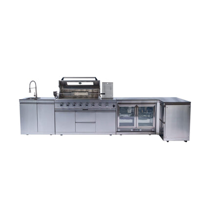 Castelle Flame Montclair 58-Inch 6-Burner 96K BTU Gas Outdoor Liquid Propane Grill Island With Wine Cooler And Rotisserie (SAK31642)