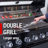 Castelle Flame Avalon 43-Inch 6-Burner 85K BTU Outdoor BBQ Kitchen Grill Island with Wine Fridge, Rotisserie Kit, and Sink - Outdoor Kitchen Islands | Patioza