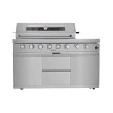 Castelle Flame Capri 96-Inch 6-Burner 85000 BTU Outdoor Kitchen Liquid Propane Grill Island With Fridge (SAK42895) - Outdoor Kitchen Islands | Patioza