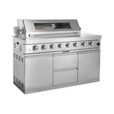 Castelle Flame Capri 96-Inch 6-Burner 85000 BTU Outdoor Kitchen Liquid Propane Grill Island With Fridge (SAK42895) - Outdoor Kitchen Islands | Patioza
