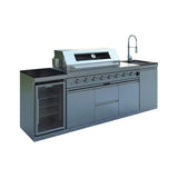 Castelle Flame Capri 96-Inch 6-Burner 85000 BTU Outdoor Kitchen Liquid Propane Grill Island With Fridge (SAK42895) - Outdoor Kitchen Islands | Patioza