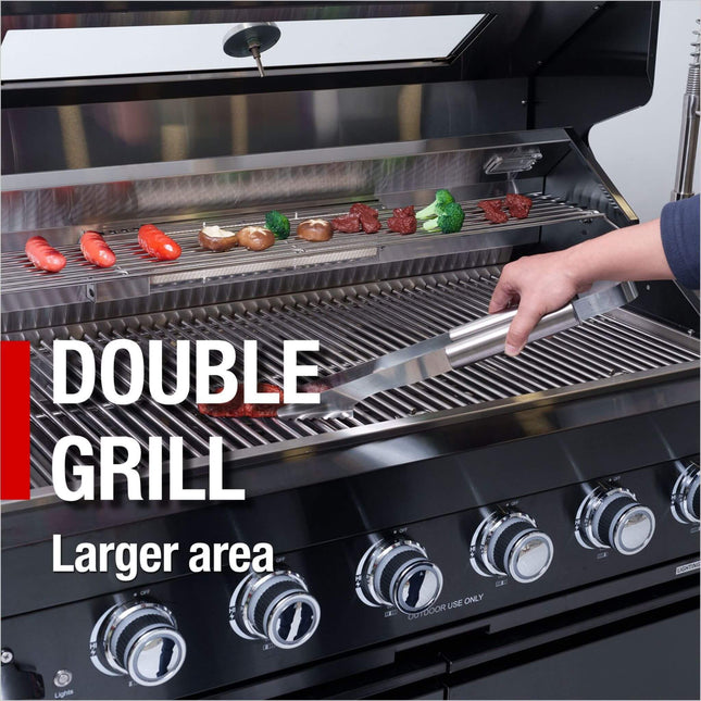 Castelle Flame Ember Premium Black Stainless Steel 4-Burner Liquid Propane Kitchen Grill Island With Rotisserie Kit (SAK48157) - Outdoor Kitchen Islands | Patioza