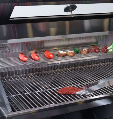 Castelle Flame Ember Premium Black Stainless Steel 4-Burner Liquid Propane Kitchen Grill Island With Rotisserie Kit (SAK48157) - Outdoor Kitchen Islands | Patioza