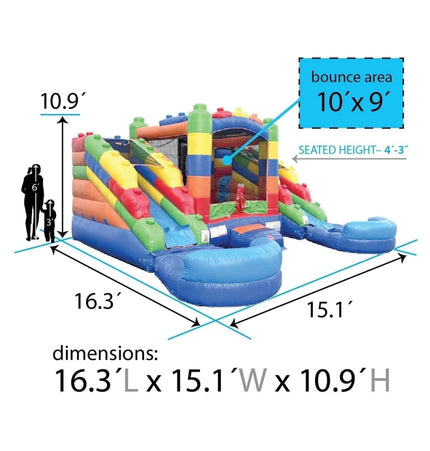 16FT Castle Bounce House With Dual Slides, Blower And Pool Combo (SAK56319) - Inflatable Bouncers | Patioza