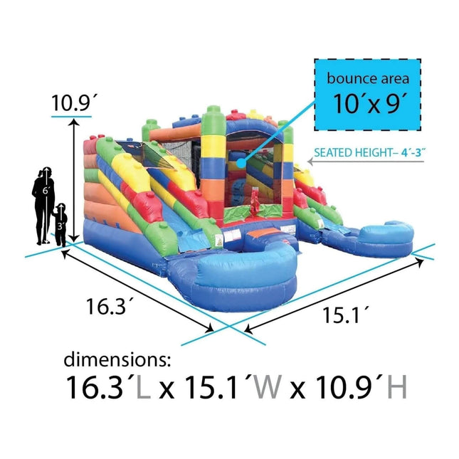 16FT Castle Bounce House With Dual Slides, Blower And Pool Combo (SAK56319) - Inflatable Bouncers | Patioza