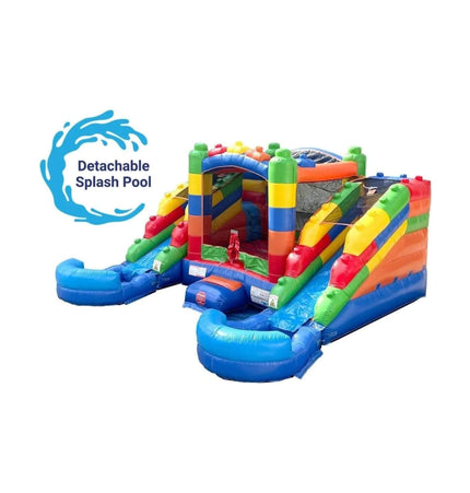16FT Castle Bounce House With Dual Slides, Blower And Pool Combo (SAK56319) - Inflatable Bouncers | Patioza
