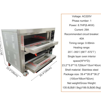 6400W Commercial Electric Double Deck Convection Baking Pizza Oven (SAK37281) - Lab Freezers | Patioza