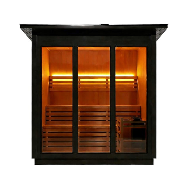 Custom 4-Person Luxury Canadian Red Cedar Outdoor Steam Sauna With Heater And Stones [Made-To-Order] (SAK42068) - Saunas | Patioza
