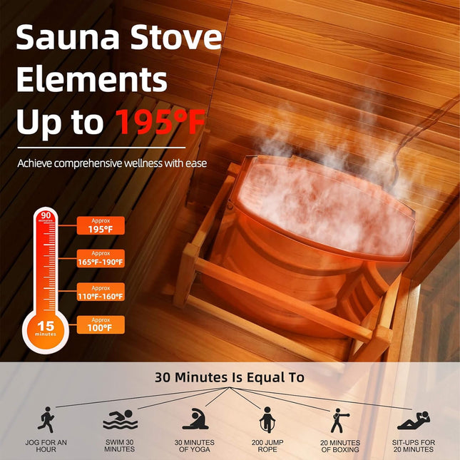 Custom 4-Person Luxury Canadian Red Cedar Outdoor Steam Sauna With Heater And Stones [Made-To-Order] (SAK42068) - Saunas | Patioza