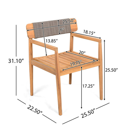 Patio Set Outdoor Acacia Wood Furniture Sets - Braided Dining Chairs & Dining Table - Patio Furniture | Patioza