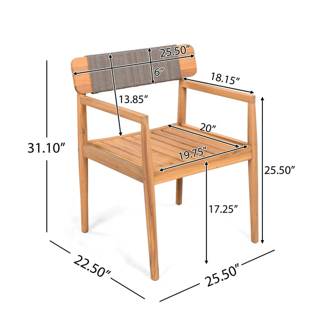 Patio Set Outdoor Acacia Wood Furniture Sets - Braided Dining Chairs & Dining Table - Patio Furniture | Patioza