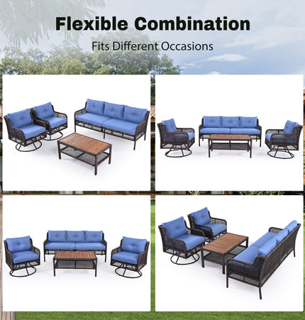 GO 4 Pieces Patio Furniture Set with Swivel Chairs Outdoor Wicker Sofas - Patio Furniture | Patioza