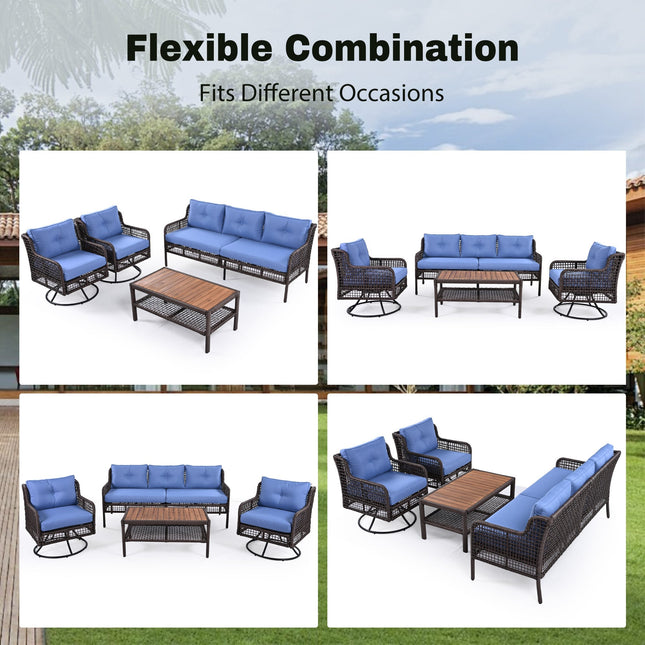 GO 4 Pieces Patio Furniture Set with Swivel Chairs Outdoor Wicker Sofas - Patio Furniture | Patioza