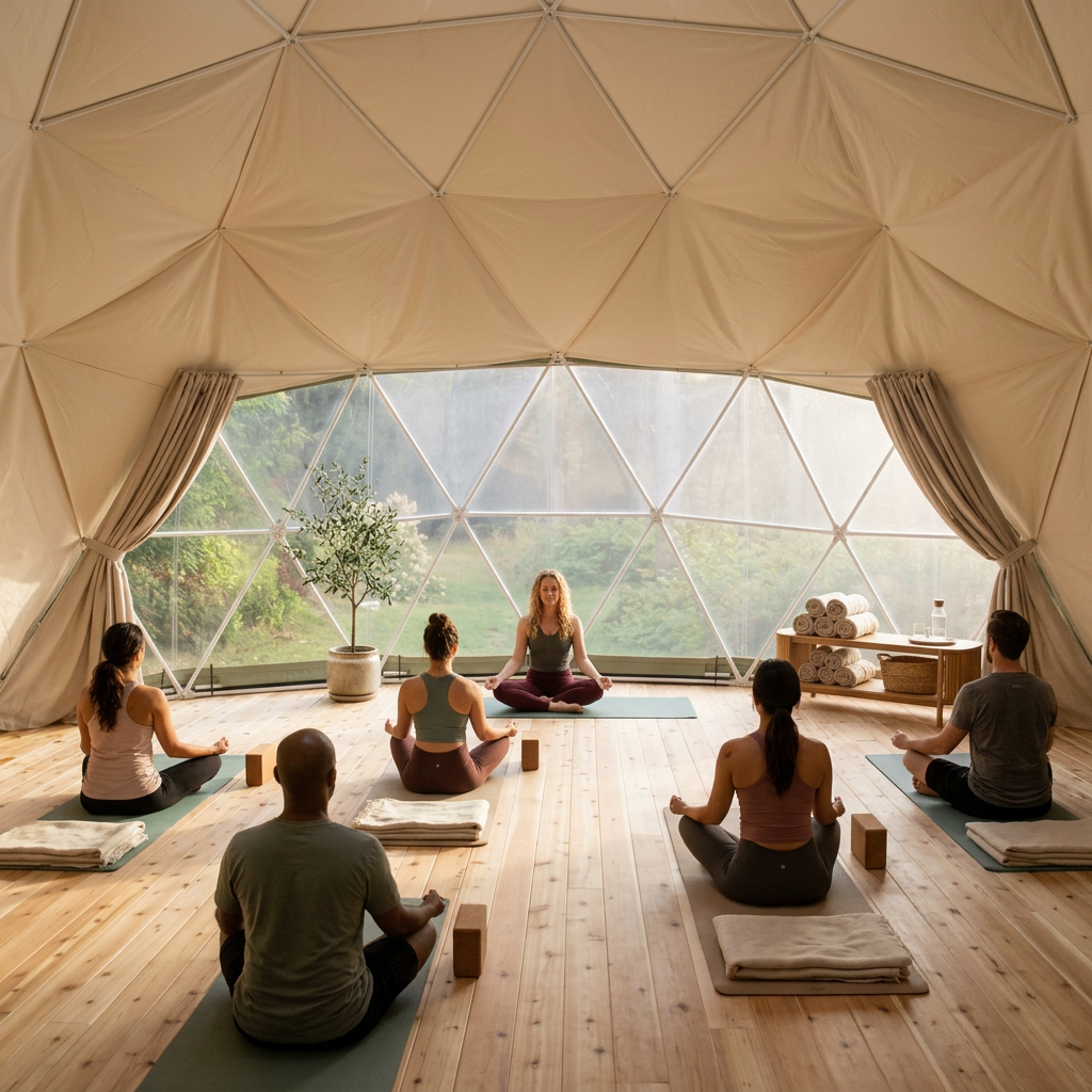 Deluxe Phoenix dome styled as a premium wellness retreat