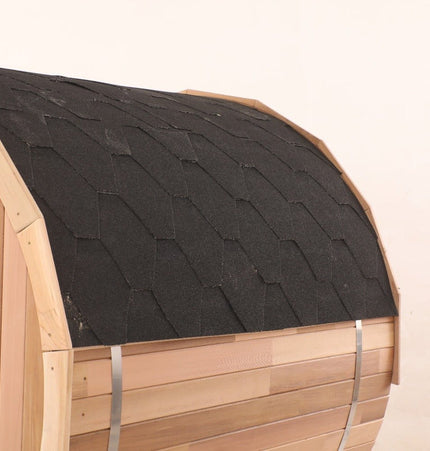 Blisspod, Prague, Canadian Red Cedar Outdoor Steam Barell Sauna, 2 - 4 / 4 - 6 persons with Full Glass Back & 2 front Porch seats - Saunas | Patioza
