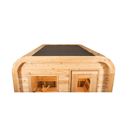Dundalk Leisurecraft 4 - Person Canadian Timber Luna Cube Sauna With Sloped Roof And Front Window [CTC22LU] (SAK96475) - Outdoor Saunas | Patioza
