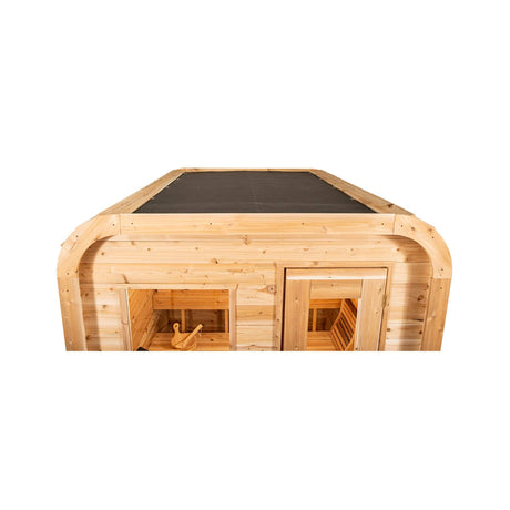 Dundalk Leisurecraft 4 - Person Canadian Timber Luna Cube Sauna With Sloped Roof And Front Window [CTC22LU] (SAK96475) - Outdoor Saunas | Patioza