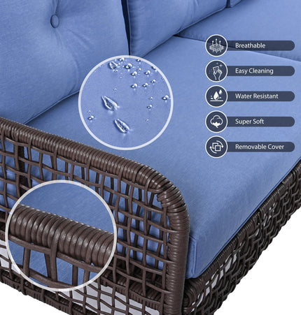 GO 4 Pieces Patio Furniture Set with Swivel Chairs Outdoor Wicker Sofas - Patio Furniture | Patioza