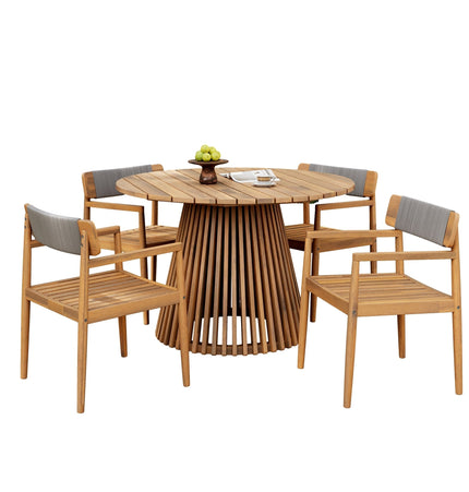 Patio Set Outdoor Acacia Wood Furniture Sets - Braided Dining Chairs & Dining Table - Patio Furniture | Patioza