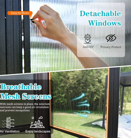 Alora Horizon 12x16 Ft. Extra-Large Heavy-Duty All-Season Sunroom with Sliding Doors and Polycarbonate Windows