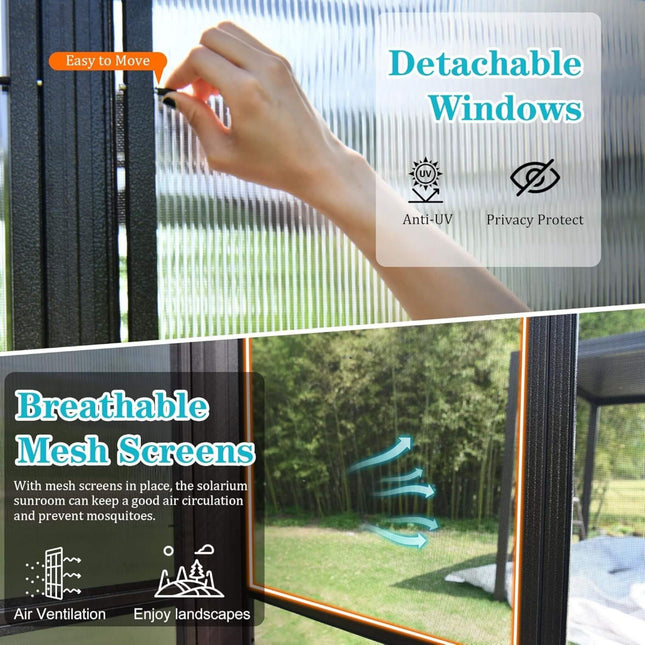 Alora Horizon 12x16 Ft. Extra-Large Heavy-Duty All-Season Sunroom with Sliding Doors and Polycarbonate Windows