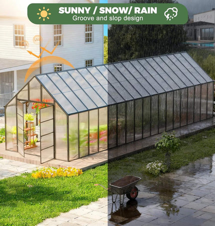 10x36 Ft. Extra-Large Heavy-Duty Outdoor Walk-In Greenhouse with Adjustable Roof Vents