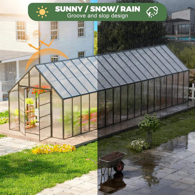 10x36 Ft. Extra-Large Heavy-Duty Outdoor Walk-In Greenhouse with Adjustable Roof Vents
