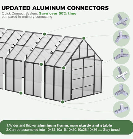 10x36 Ft. Extra-Large Heavy-Duty Outdoor Walk-In Greenhouse with Adjustable Roof Vents