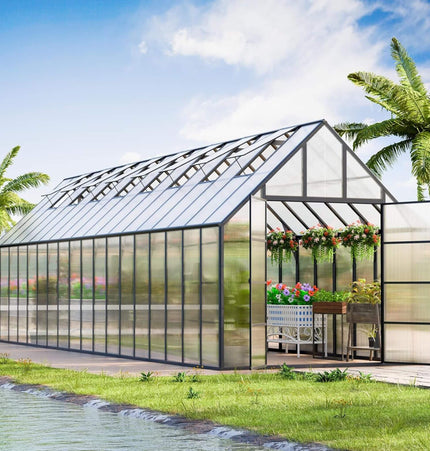 10x36 Ft. Extra-Large Heavy-Duty Outdoor Walk-In Greenhouse with Adjustable Roof Vents