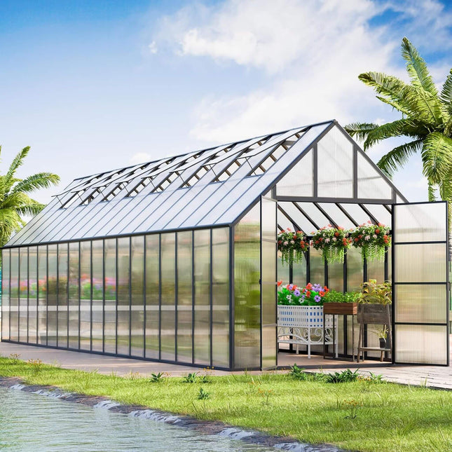 10x36 Ft. Extra-Large Heavy-Duty Outdoor Walk-In Greenhouse with Adjustable Roof Vents