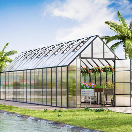 10x36 Ft. Extra-Large Heavy-Duty Outdoor Walk-In Greenhouse with Adjustable Roof Vents